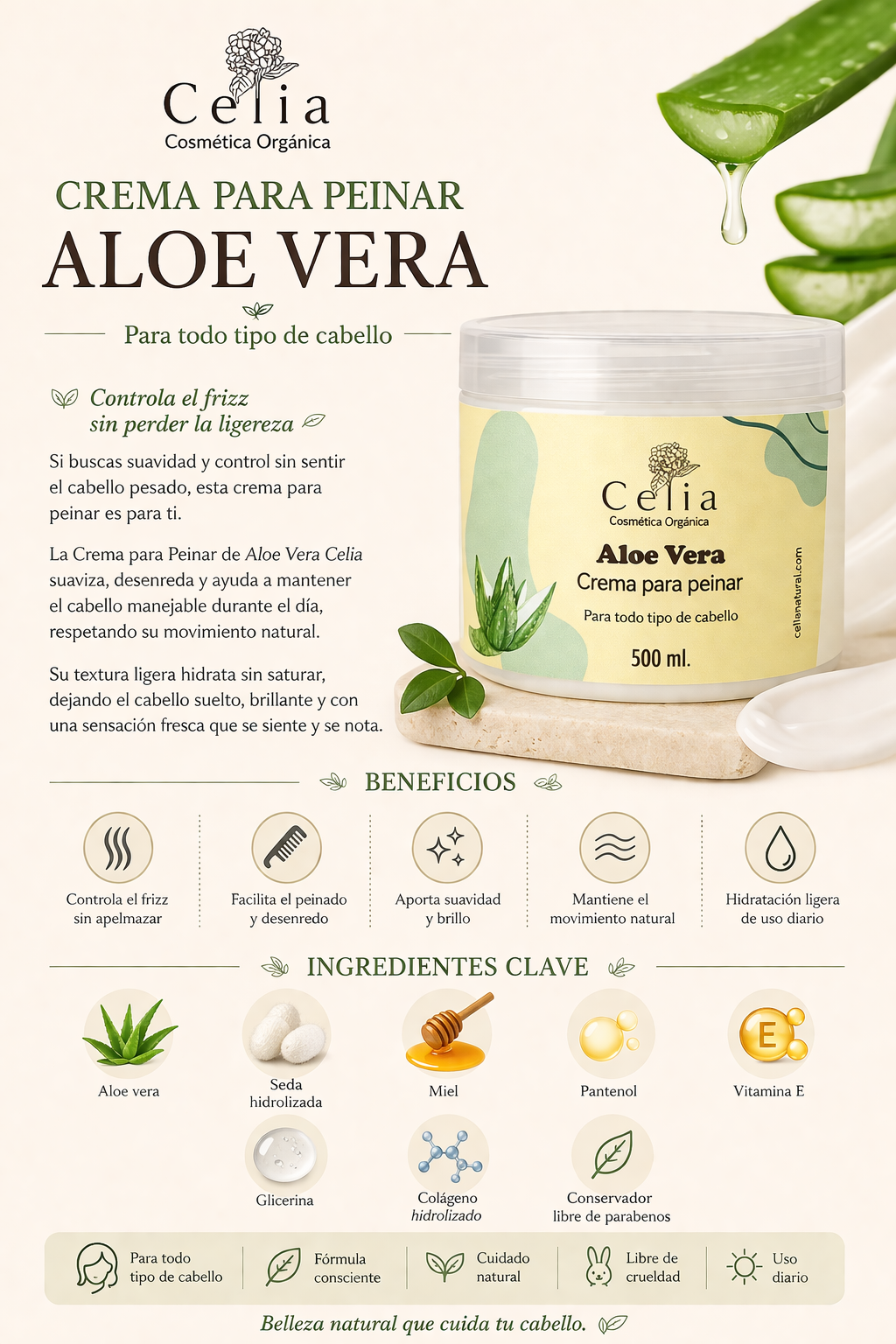 Crema para Peinar de Aloe Vera