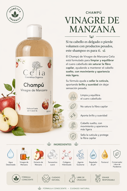 Champú vinagre de manzana 500 ml.